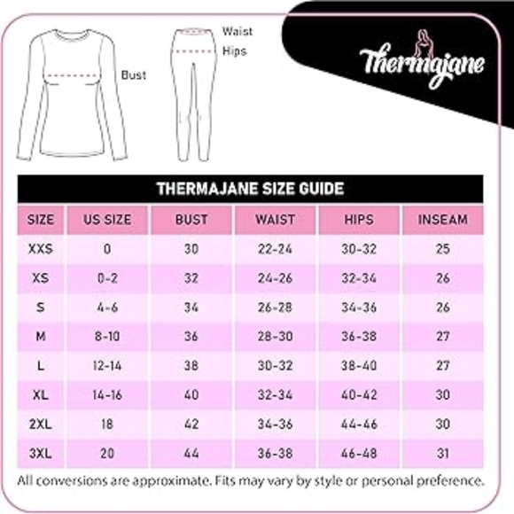 THERMAJANE Blue Thermal Base Layer Set Crew Neck Top and Pants NEW Women's XL - Picture 8 of 10